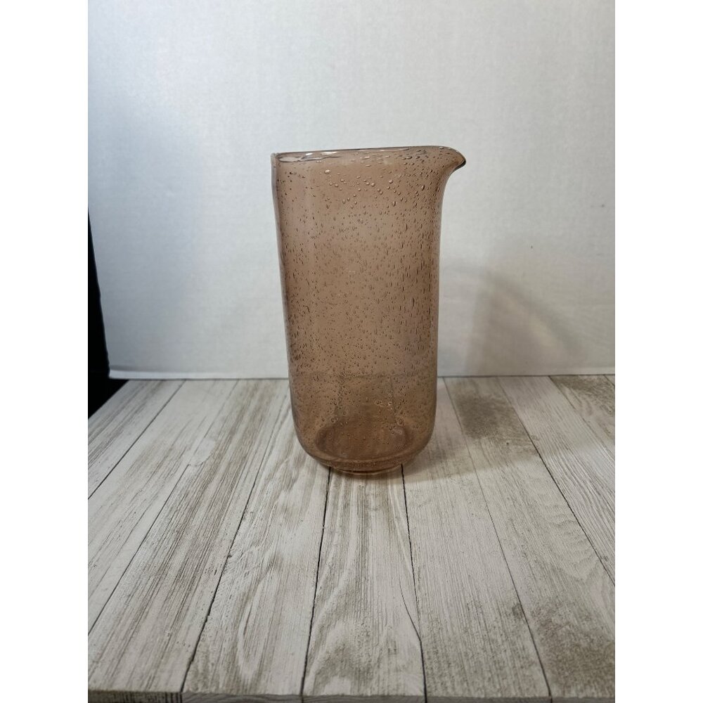 Vintage Amber Bubble Blown Glass Handleless Pitcher 8'' Tall